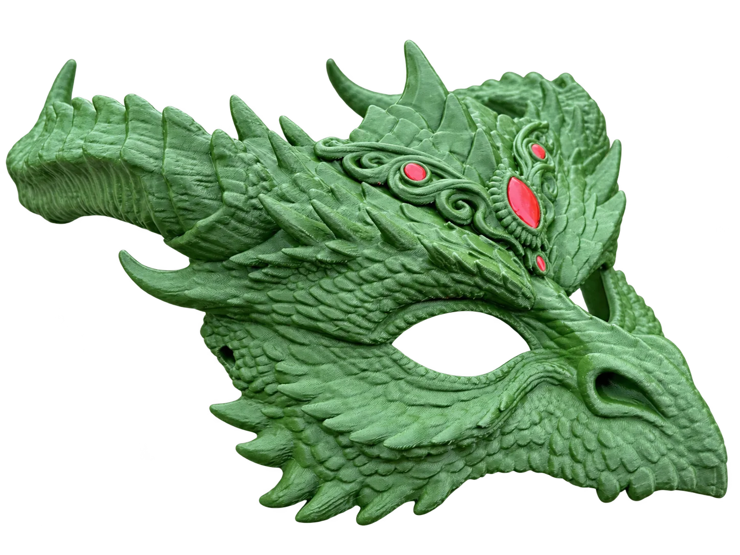 Green Dragon mask with sculpted scales